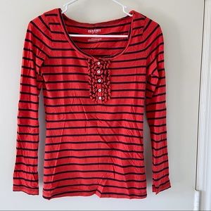 Old Navy Long Sleeve Striped Henley Tee XS